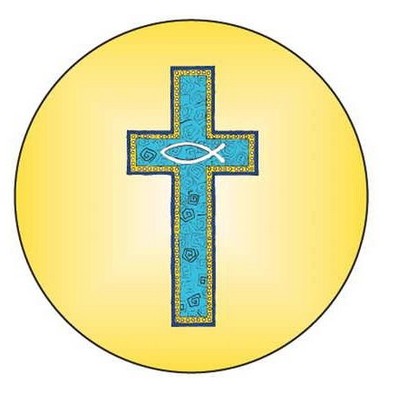 Blue Cross Round Metal Photo Magnet (2 1/2")