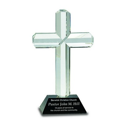 Crystal Cross on Pedestal Base